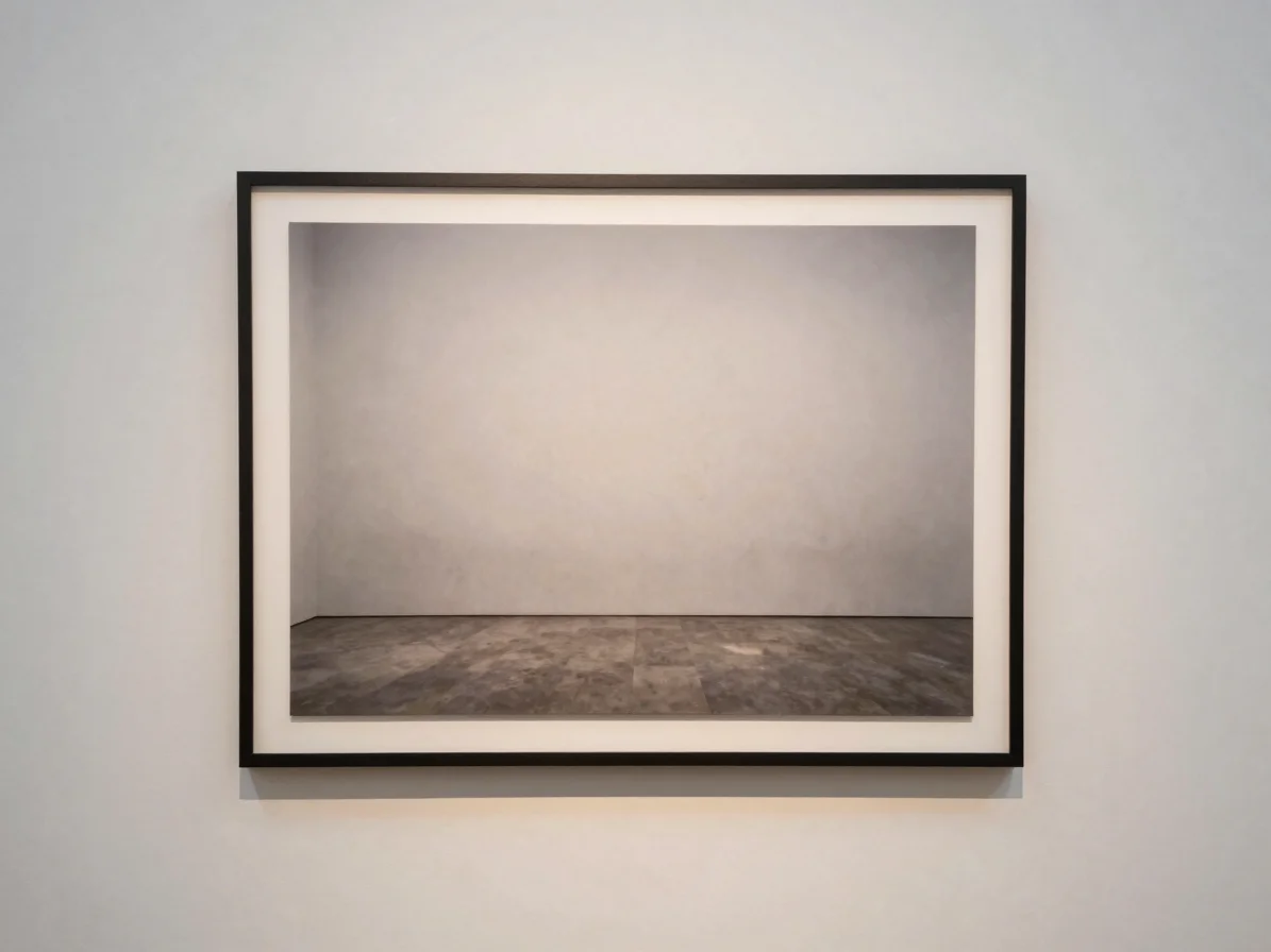Large editorial gallery view of a single framed photograph on a p