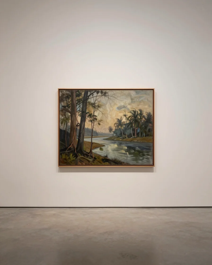 Large editorial gallery view of a single contemporary artwork on