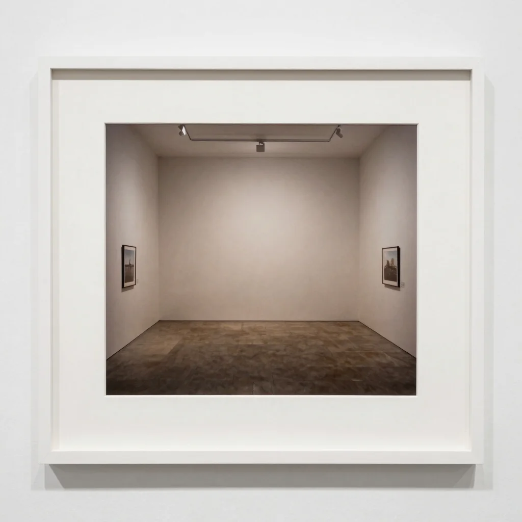 Editorial gallery photograph of a photographic print in a plain w