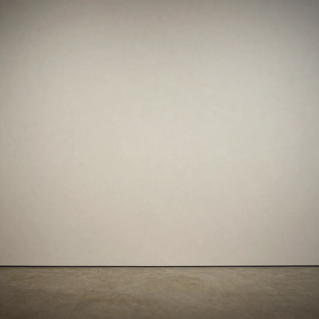 Still frame from a short video work displayed large on a pale wal